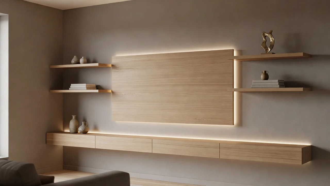 LED aydınlatmalı modern TV ünitesi