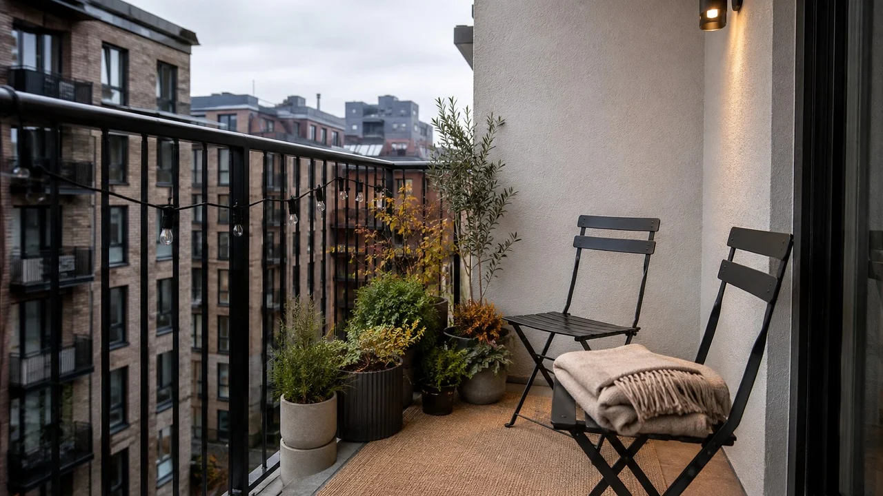 Serin günlere hazırlanan küçük balkon sonbahar dekorasyonu